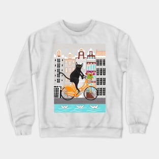 Black Cat Amsterdam Bicycle Ride Crewneck Sweatshirt